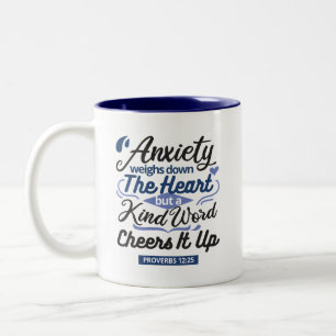 Sprüche 12,25 Bibelvers – Kind Word Art Zweifarbige Tasse