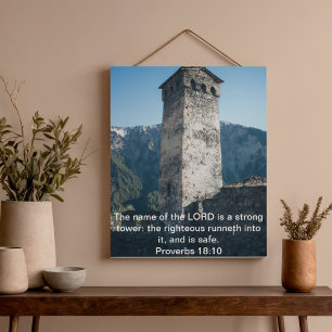 Sprüche 18 Starker Turm KJV Bibelvers Wandkunst Poster