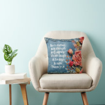 Sprüche 31:25 Wurfkissen inspirierender Bibelvers