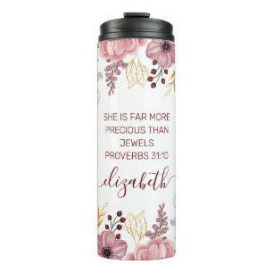 Sprüche 31 Elegante pastellrosa Blume Thermosbecher