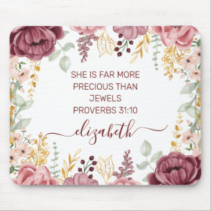 Sprüche 31  Elegante pastellrosa Blumen-Schriftste Mousepad