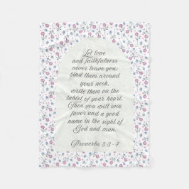 Sprüche 3:3–4 Florale Schriftstelle Fleecedecke