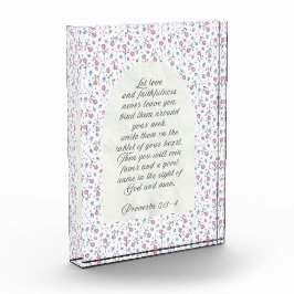 Sprüche 3:3–4 Florale Schriftstelle Fotoblock