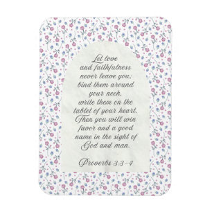 Sprüche 3:3–4 Florale Schriftstelle Magnet