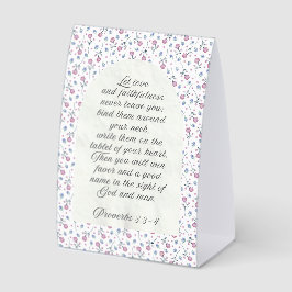 Sprüche 3:3–4 Florale Schriftstelle Tischaufsteller