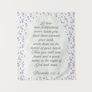 Sprüche 3:3–4 Florale Schriftstelle  Wandteppich