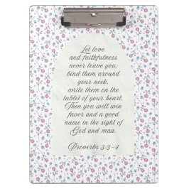 Sprüche 3:3–4 Florales Schriftwort Klemmbrett