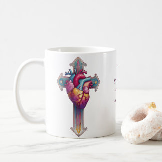 Sprüche 3:5-6 Anatomisches Herz und Kreuz Christia Kaffeetasse