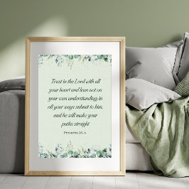Sprüche 3:5-6 Florales Bibelvers christlich Poster