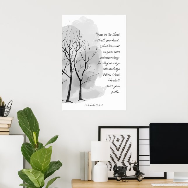 Sprüche 3:5-6 Vertraue auf den Herrn Poster (Heimbüro)