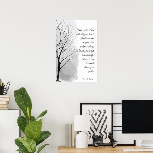 Sprüche 3:5-6 Vertraue auf den Herrn Poster (Heimbüro)