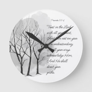 Sprüche 3:5-6 Vertraue auf den Herrn Runde Wanduhr
