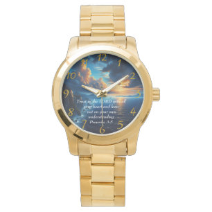 Sprüche 3,5 schöne Ozean und Himmel große Kl Armbanduhr