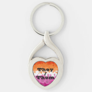 Sprudelnde anpassbare Pronomen Lesben-Stolz-Flagge Schlüsselanhänger