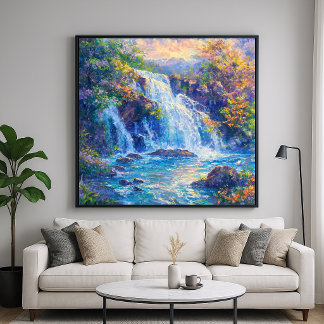 Sprudelnder Wasserfall - Impressionistischer Malst Poster