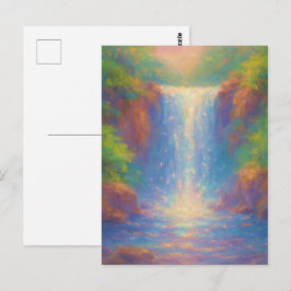 Sprudelnder Wasserfall - Pastell-Malstil Kunst Postkarte