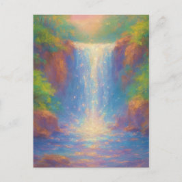 Sprudelnder Wasserfall - Pastell-Malstil Kunst Postkarte