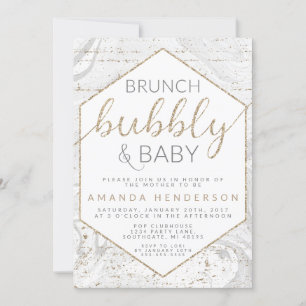 Sprudelndes & Baby-Grau Marmor Baby Shower Einladu Einladung