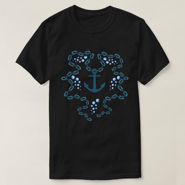 Sprudelndes Wasser Kette und Anker T-Shirt (Design vorne)