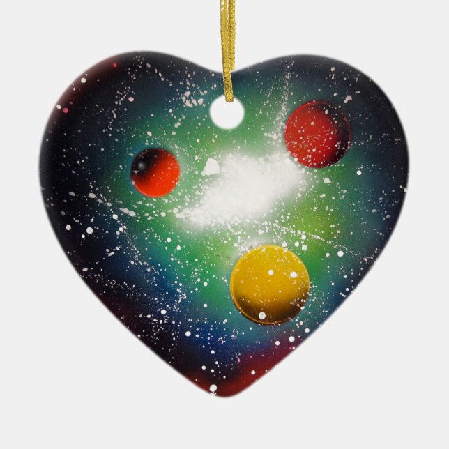 Sprühfarbe-Kunst-Raum-Galaxie-Malerei Keramik Ornament (Vorne)