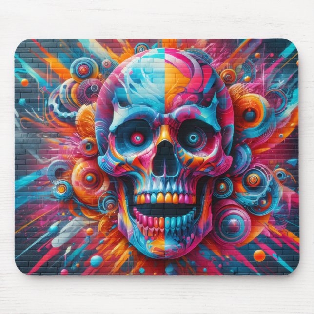 Sprühfarben-Schädel Mousepad (Vorne)