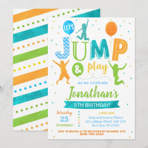 Sprung Bounce Trampolinpark Geburtstagseinladung Einladung