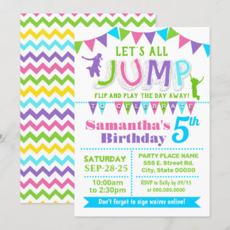 Sprung Geburtstag Trampolin Bob Haus rosa Party Einladung