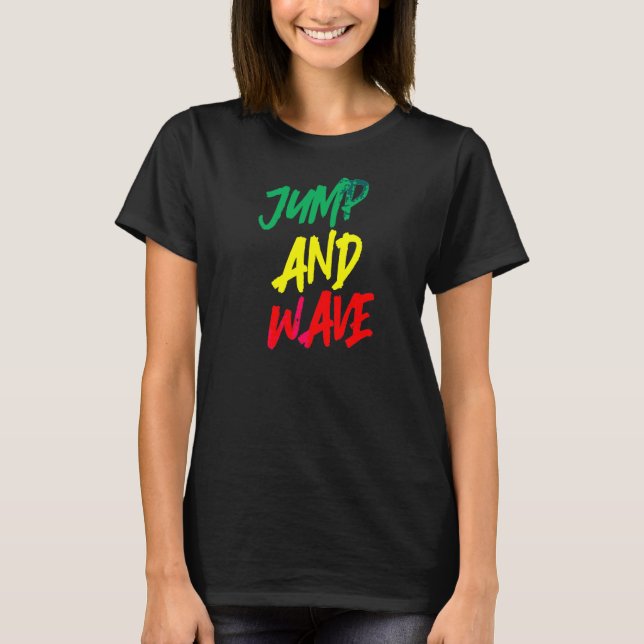 Sprung und Wave Dominica Flag Karibik West Indisch T-Shirt (Vorderseite)