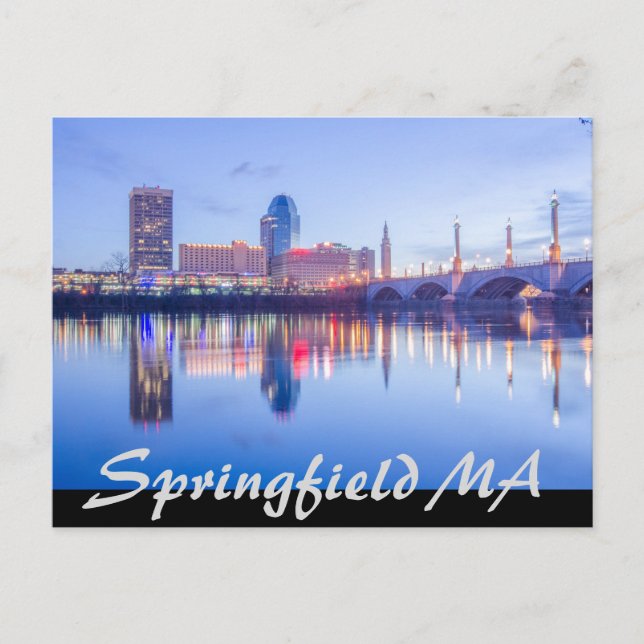 Sprungfeld Massachusetts Skyline Postkarte (Vorderseite)