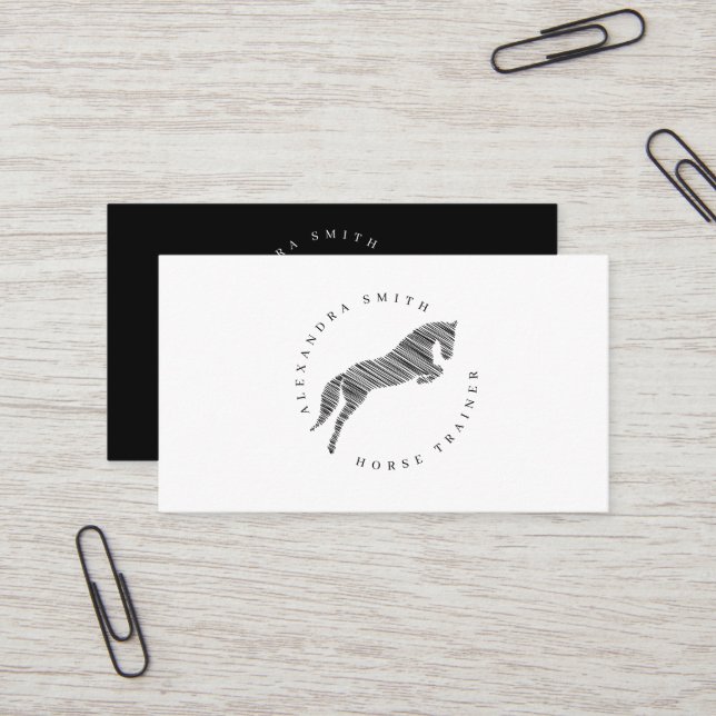 Sprungpferd | Scribble Horse | Gold Horse Visitenkarte (Vorderseite/Rückseite Beispiel)