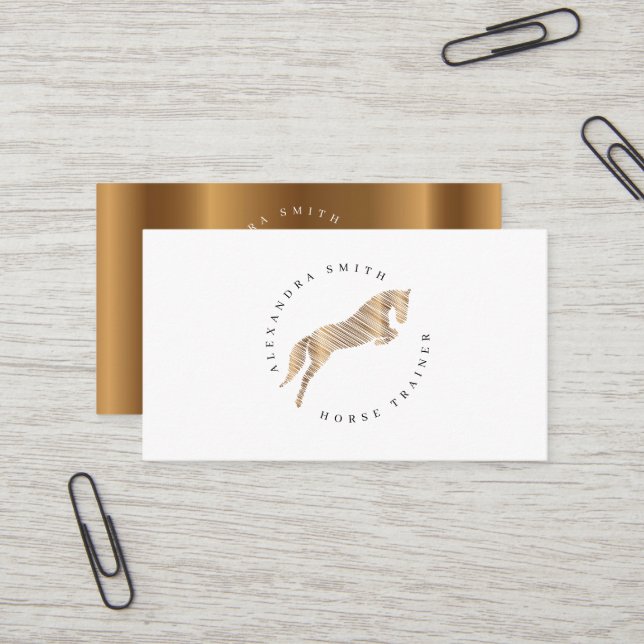 Sprungpferd | Scribble Horse | Gold Horse Visitenkarte (Vorderseite/Rückseite Beispiel)