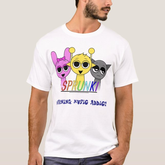 Sprunki-Warnung: Music Addict Bold Fun Graphic Des T-Shirt (Vorderseite)