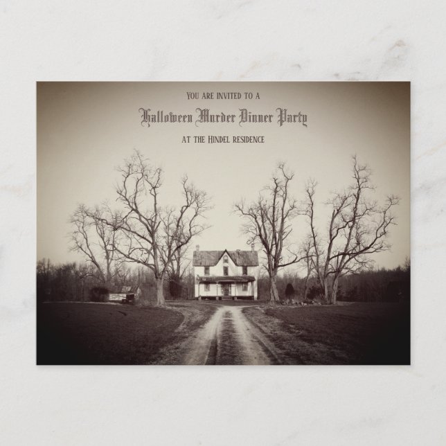 Spuk antikes Haus, Halloween-Einladung Postkarte (Vorderseite)