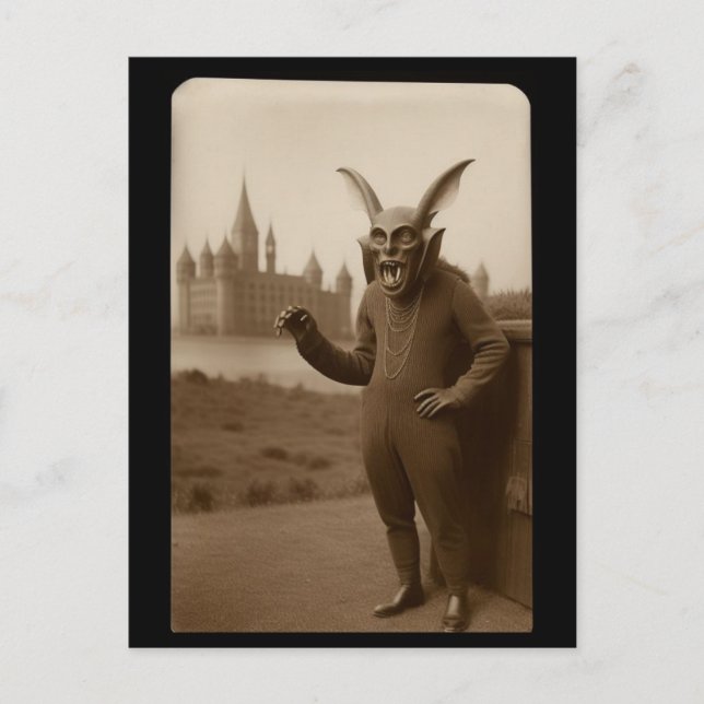 Spuk bizarre-seltsames Bat-KreaturenkreaturHallowe Postkarte (Vorderseite)