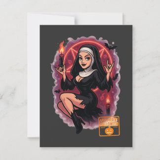 Spuk Button-Up Nun - kurioses Halloween Postkarte