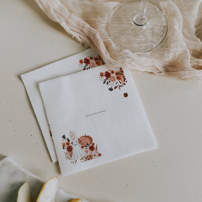 Spuk Ernte Floral & Ghost Halloween Serviette (Von Creator hochgeladen)