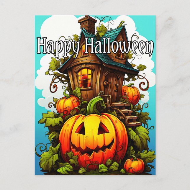Spuk Festhaus | Frohe Halloween Postkarte (Vorderseite)