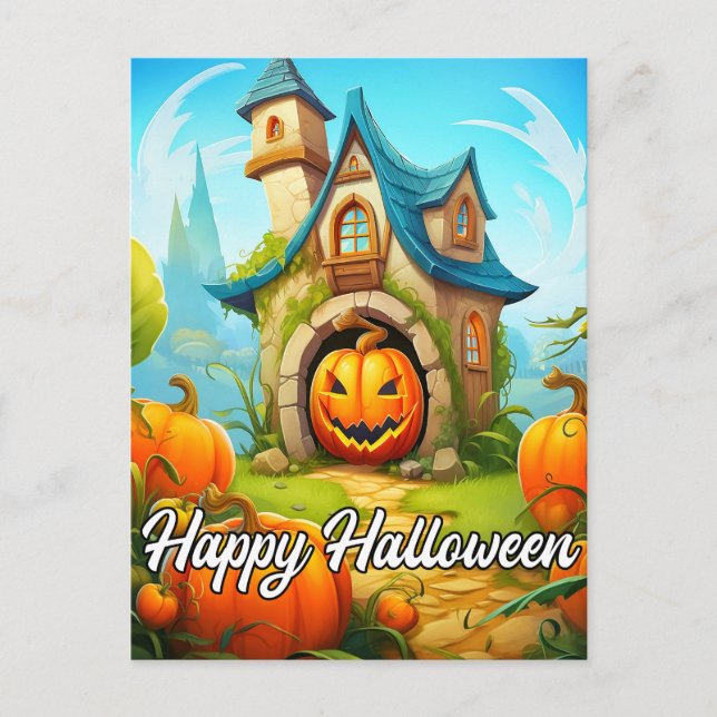 Spuk Festhaus | Frohe Halloween Postkarte (Vorderseite)