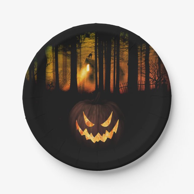 Spuk Forest Halloween Pappteller (Vorderseite)