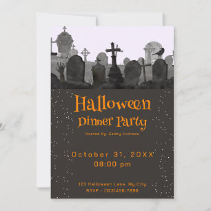 Spuk Friedhof Halloween Abendessen Party Einladung