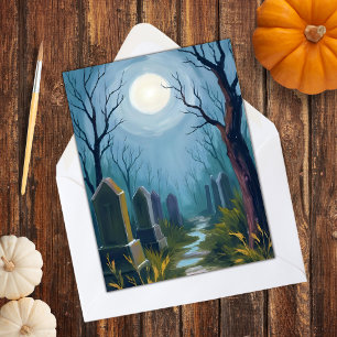 Spuk Friedhof   Halloween Spooky Painting Feiertagskarte