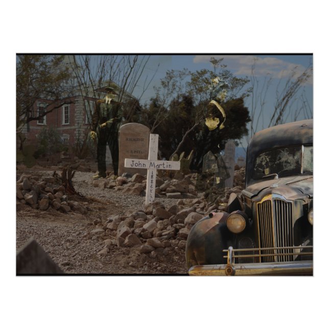 Spuk Friedhof im Grabstein Fotodruck (Vorne)