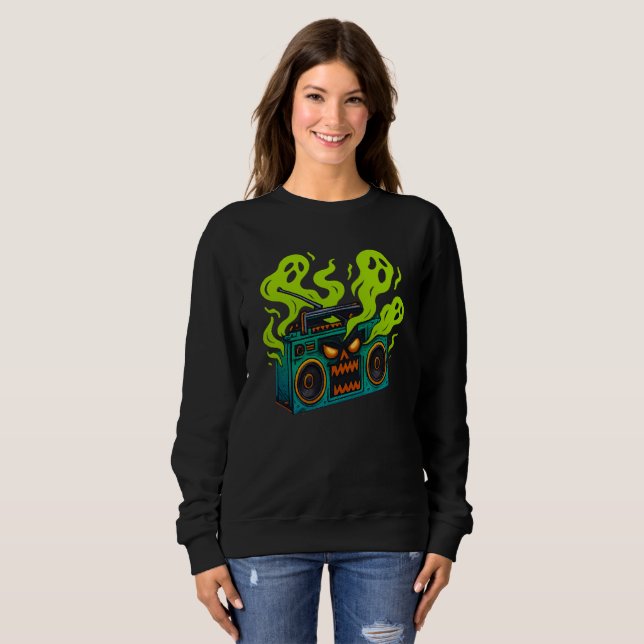 Spuk Friedhof-Retro-Boomkasten Sweatshirt (Vorne ganz)