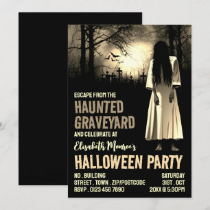 Spuk Friedhof Thema Escape Room Halloween Einladung