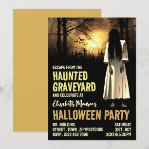 Spuk Friedhof Thema Escape Room Halloween Einladung