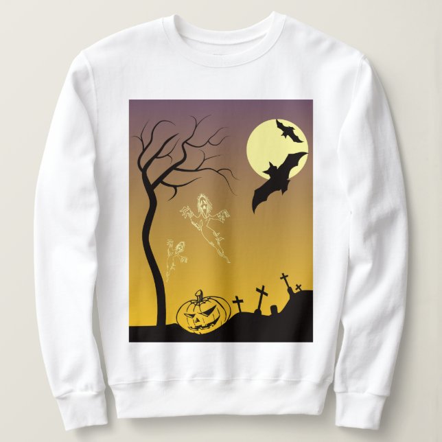 Spuk Friedhofsszene, Halloween Sweatshirt (Design vorne)