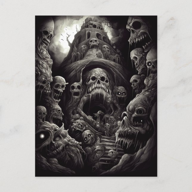 Spuk Gebäude Monsters Horror Postkarte (Vorderseite)