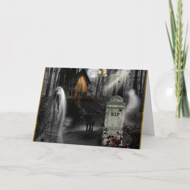 Spuk Grabstein des Friedhofs Halloween Karte (Vorderseite)
