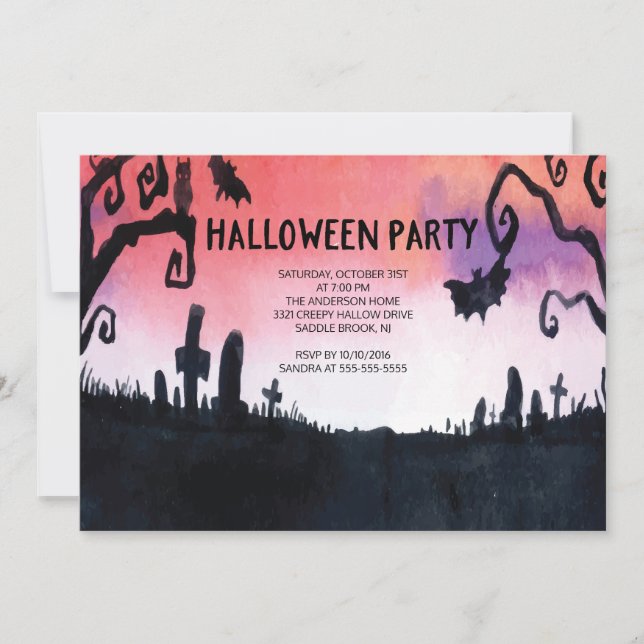 Spuk Graveyard-Halloween-Party-Einladungen Einladung (Vorderseite)