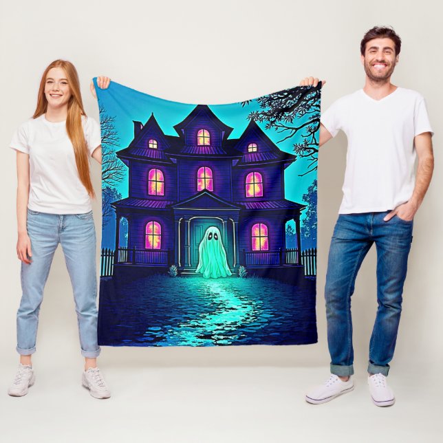 Spuk Halloween-Ghost-House-Design Fleecedecke (Beispiel)